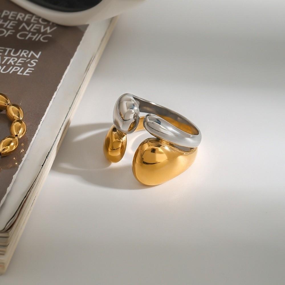 Double Layer Smooth Open Rings 18k Gold Women Jewelry Minimalist Gold Plated Ring  Party Gifts