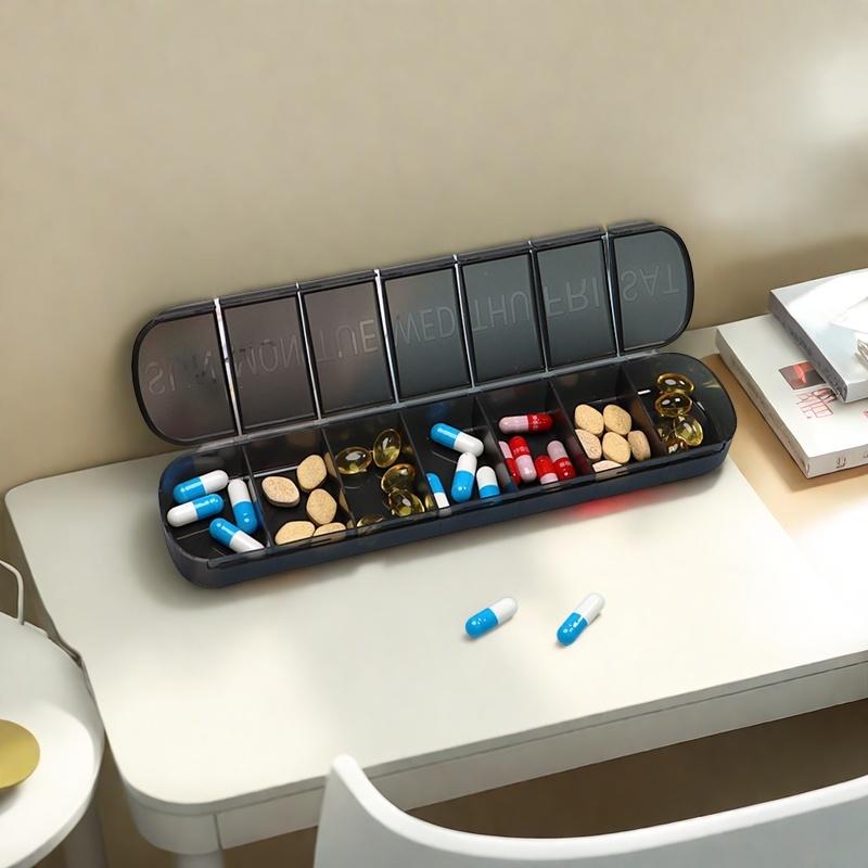 Weekly Pill Case Drug Dispense Small Reusable Plastic Containers 7 Day Daily Vitamin Containers to Hold Medicine Supplements