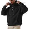 Sweat à capuche en velours côtelé pour homme, coupe ample, grandes poches, quatre boutons et, Sweatshirt décontracté de couleur