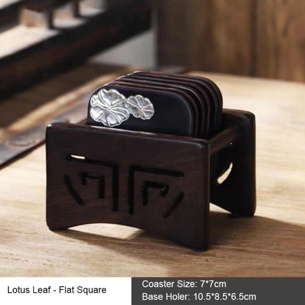 High-End Black Sandalwood Coaster Heat Insulation Heat Resistant Cup Mat Tea Ceremony Accessories Tea Tray Dining Table