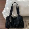 Women's Tote Bag Retro Brown Shoulder Bag Korean Y2k Style Underarm Bag With Pendant Commuting Handbag Studded Pleated Cloud Bag