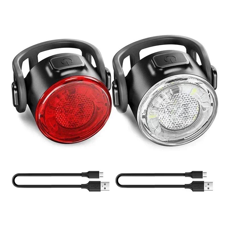 Bike Taillights Headlight USB Rechargeable Bicycle Safety Warning Light MTB LED Front Rear Lantern Cycling Lamp Set