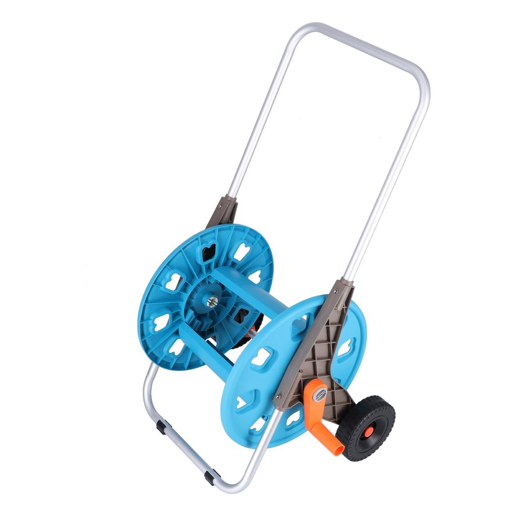 G1/2 Garden Hose Reel Cart Portable Hand Push Type Retractable Water Pipe Storage Cart for 80m Hose