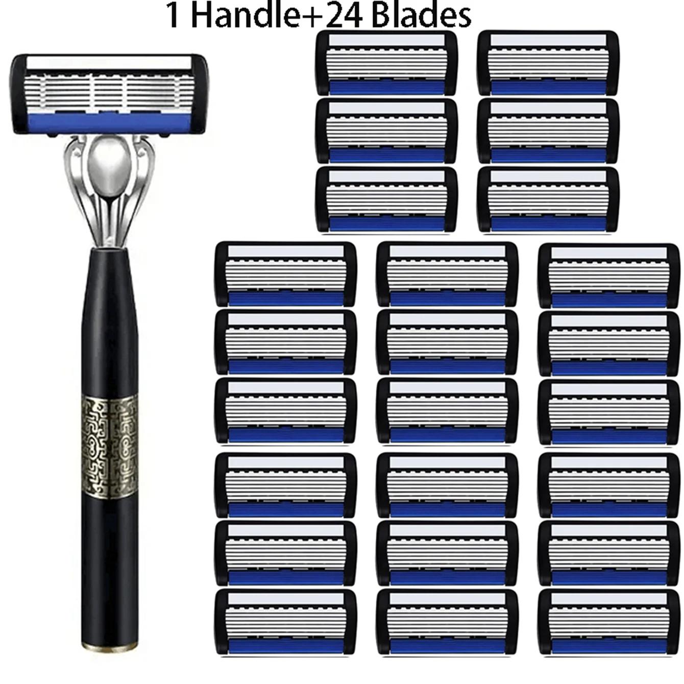 

Washable Metal Ordinary Beard And Beard 6-layer Manual Men s Razor Stainless Steel Blade Hand Guard Metal Razor Holder