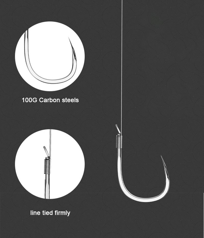 10 pair Fishing Hooks With Tippet 45cm Line Set Carbon Steel Double Fishing line Hook Fish Barbed Carp Fishing