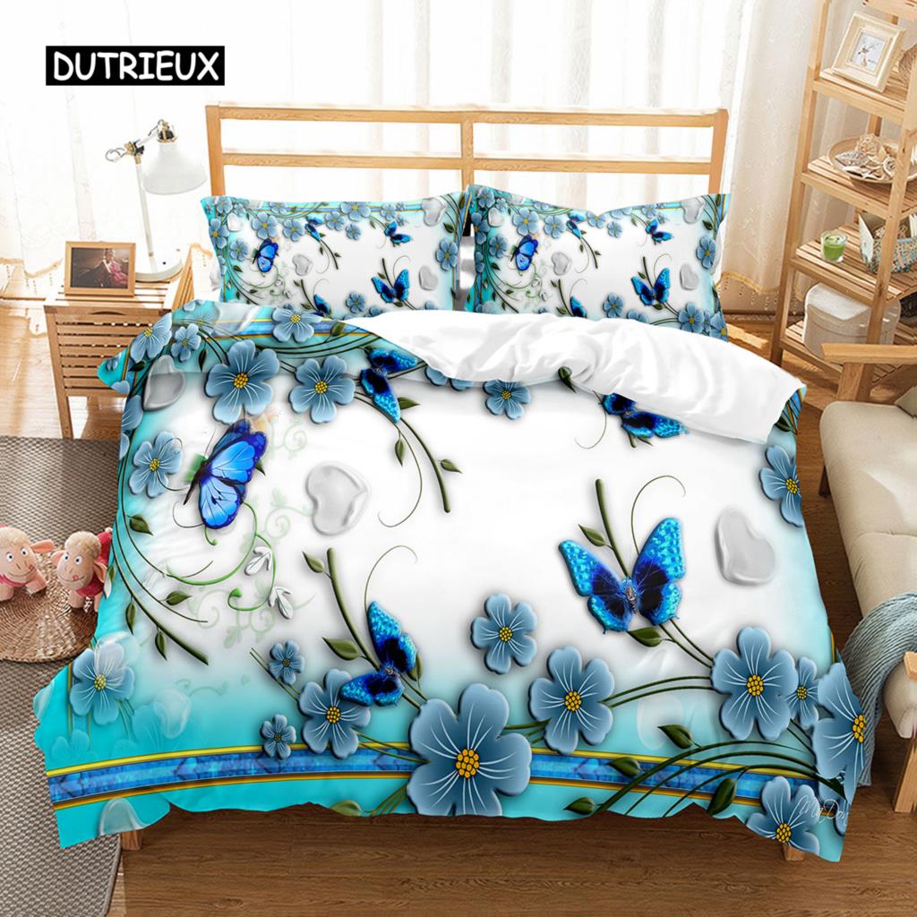 Luksuriøst blomstermønster dynetrekk enkelt twin king queen size geometrisk sengetøysett mikrofiber dynetrekk til jenter tenåringer voksenrom