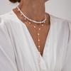 Premium Feeling Pearl Beaded Multi-Layer Collarbone Chain Personalised Y Shape Pearl Tassel Necklace Set
