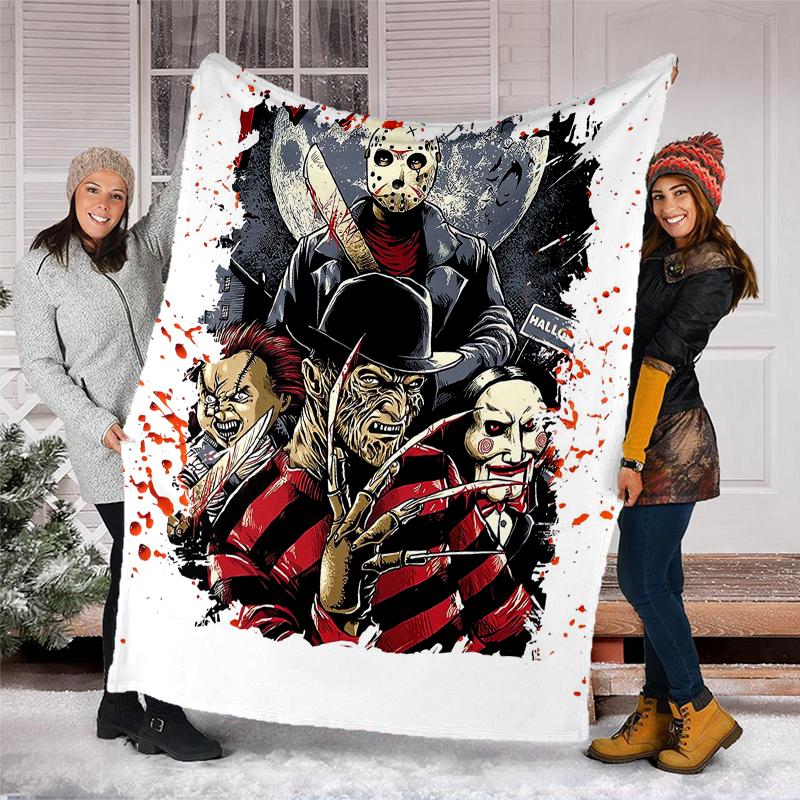 Halloween horror Theme Printed Blanket - Perfect for Couch, Bed, Travel & Outdoor Use | Machine Washable, Cozy & Durable.