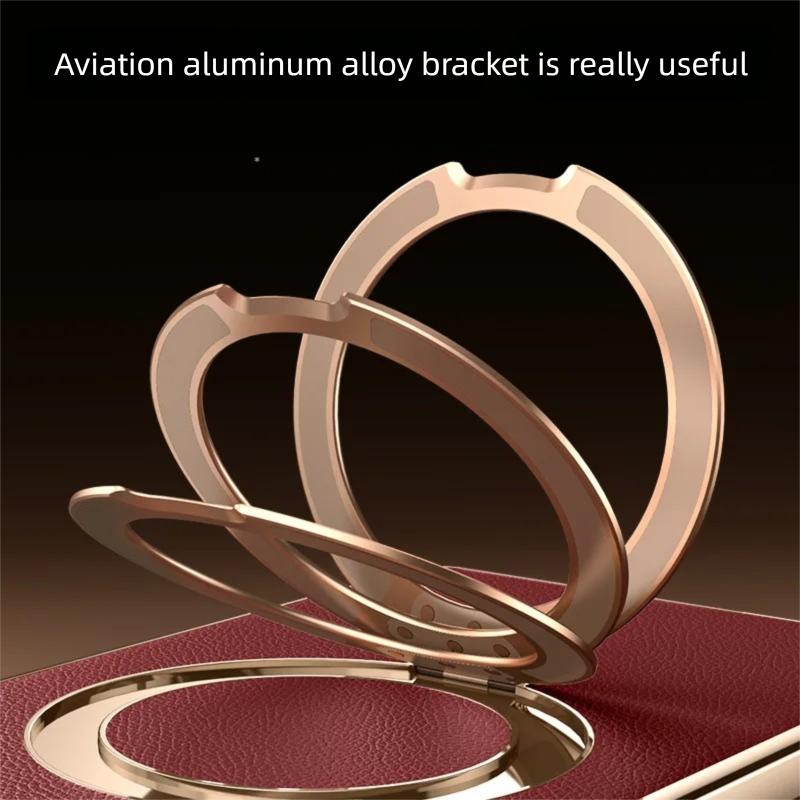 Premium Aviation Aluminum Alloy Bracket Case For Samsung Galaxy S26 Ultra/S25 Ultra/S24 Ultra Magnetic Vegan Leather Stand Cover