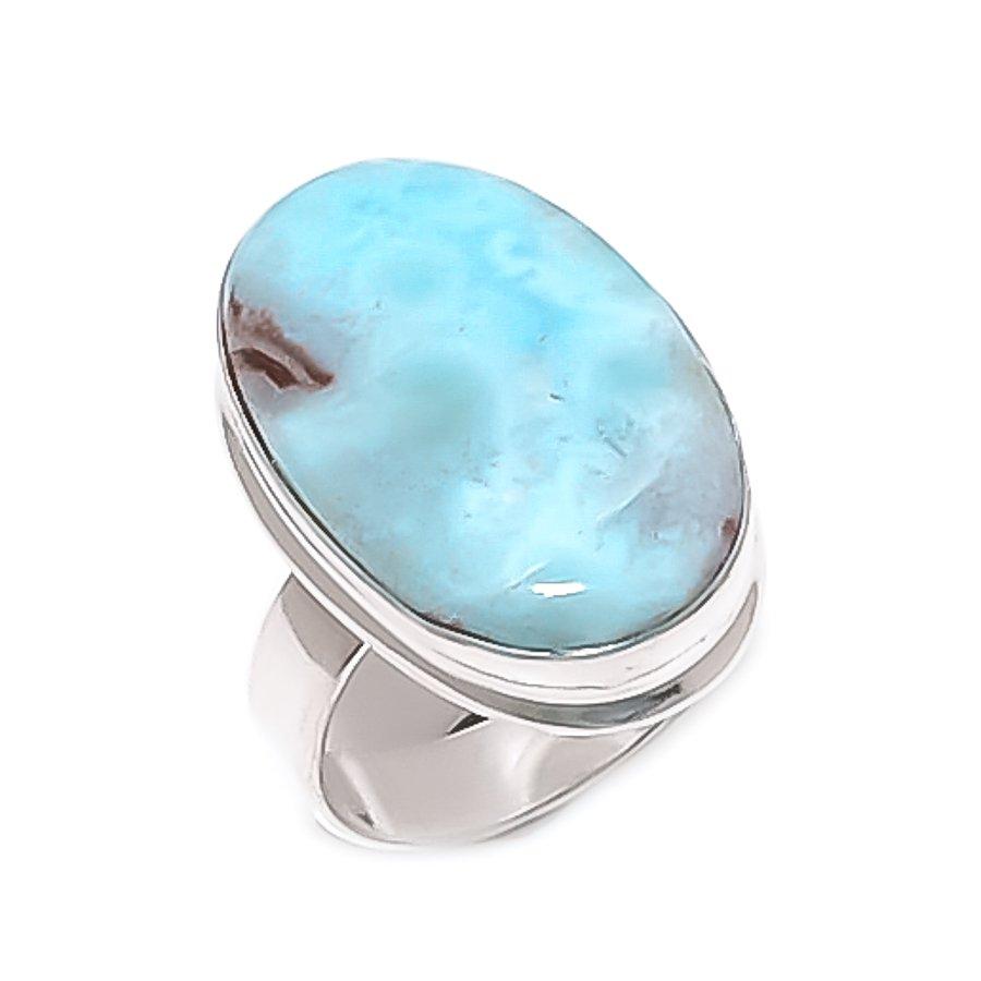 Larimar Gemstone 925 Sterling Silver Jewelry Ring Size 10