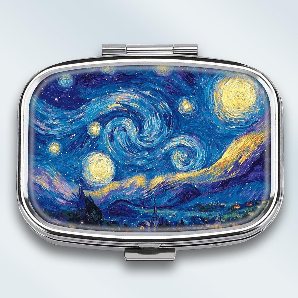 

Portable Pill Box with 2 Compartments, Mini Metal Medicine Organizer Case, Cute Printed Pill Container for Vitamins, Pills, Jewelry, Travel, Daily Use різнокольоровий