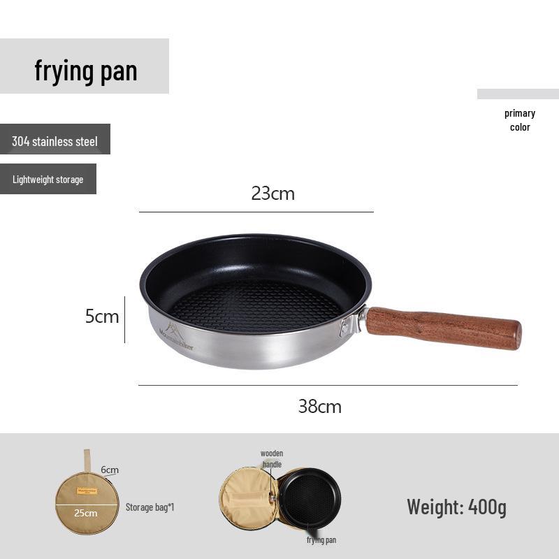 

Mountain Guest Non-stick 304 Stainless Steel Frying Pan for Outdoor Camping and Household Use - Compatible with Induction and Gas Stoves.