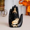 Golden Handcrafted Buddha Palm Buddha for Home Decor Decorative Showpiece - 10 Cm  (Polyresin, Black, Gold)