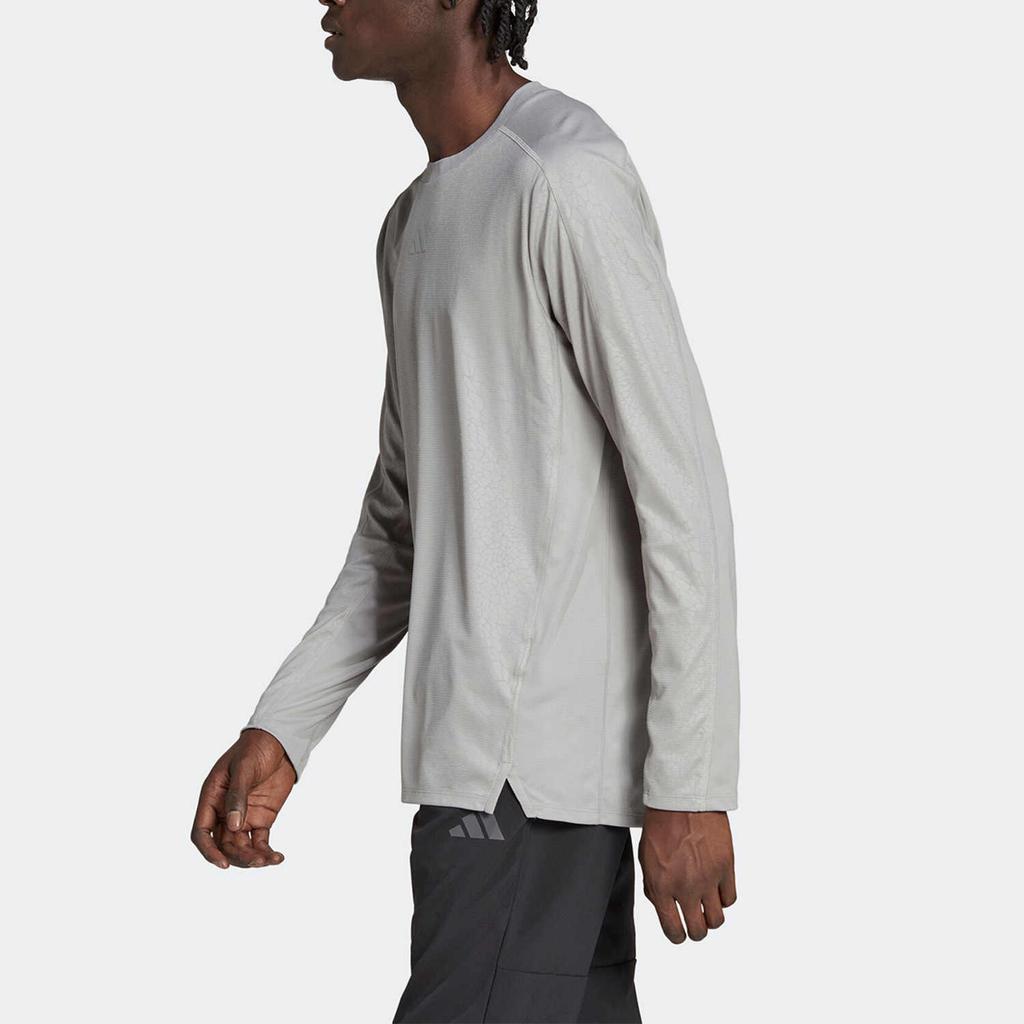 Adidas Logo Print Long Sleeve T-Shirt Men Tops Gray IB9023