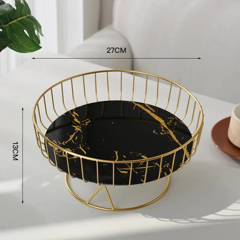 Light Luxury High Foot Fruit Plate Plastic Metal Home Living Room Candy Snacks Storage Decoration