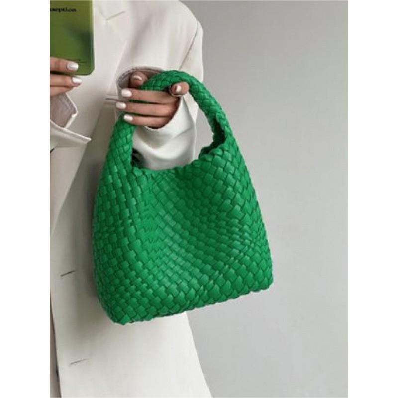 Hand-woven Bucket Bag Women's 2024 Genuine Leather Fashionable Small Tote Portable Shoulder Cross-body