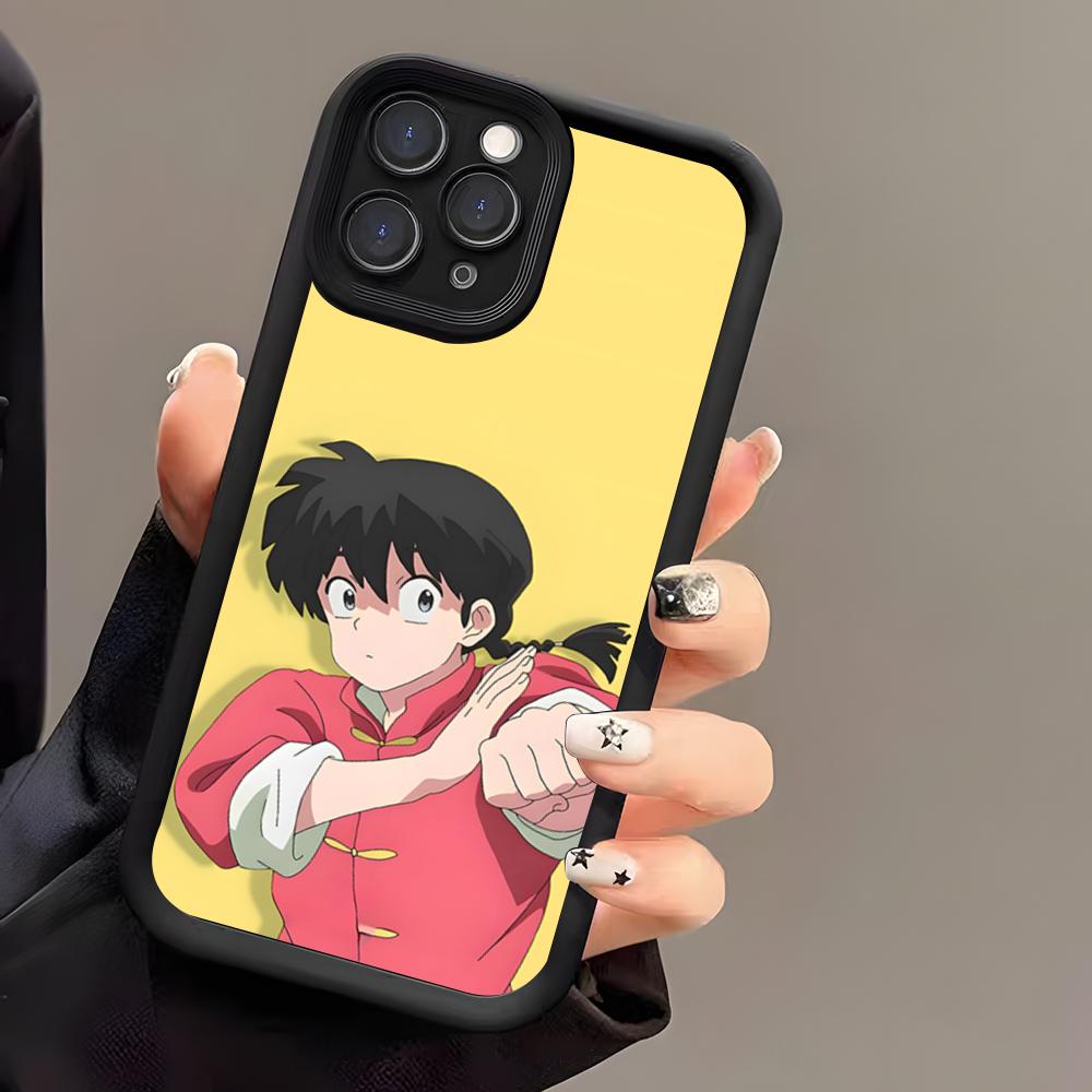 Cartoon R-Ranma 1 2 Phone Case For IPhone 17 Air 16 E 15 14 Plus 13 12 11 Pro Max Black Sky Eye Stepped Protective Case