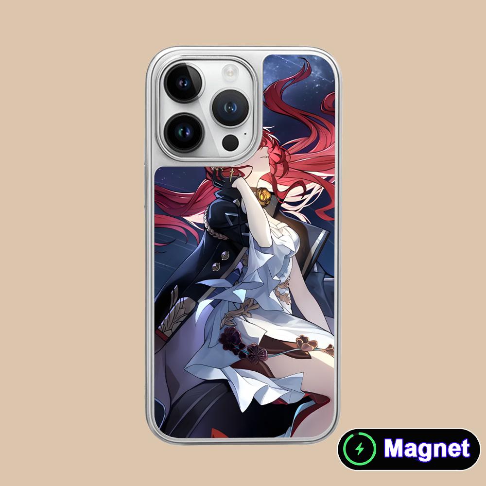 

HSR Himeko Silver Plating Magsafe Mobile Phone Case for iPhone 17 16 15 14 13 12 11 Air Pro Max Plus Colorful Cover iPhone 11