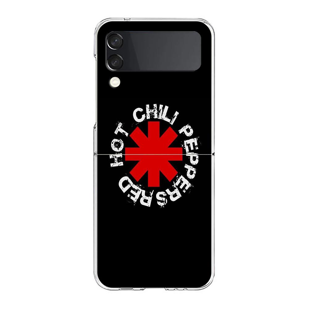 Phone Cover For Samsung Galaxy Z Flip 6 5 4 Case Transparent For Samsung Z Flip 3 Hard PC Foldable Shell Chili Red Capas Bags