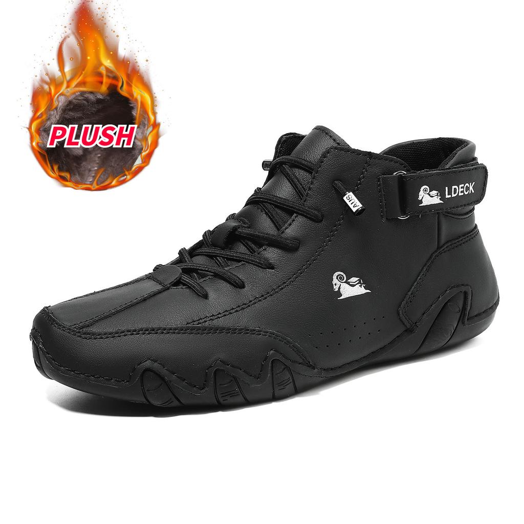 First layer cowhide high-top Martin boots cotton shoes octopus autumn and winter velvet men's shoes outdoor shoes