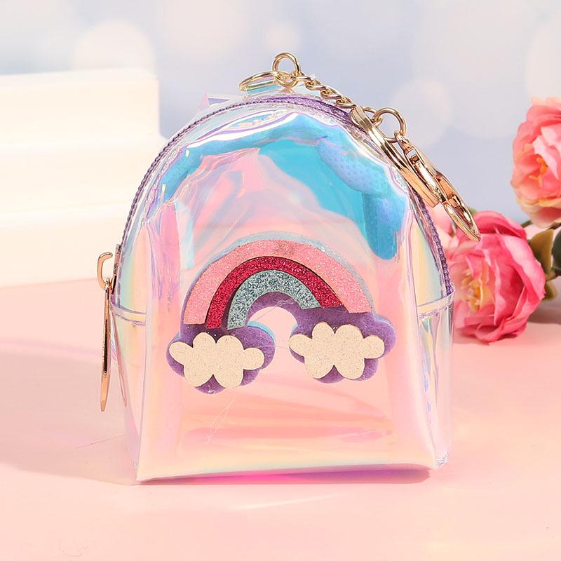 Creative Rainbow Laser Transparent Coin Purse: Sweet Lady Small Wallet, Key and Lipstick Holder, Earphone and Coin Pouch.