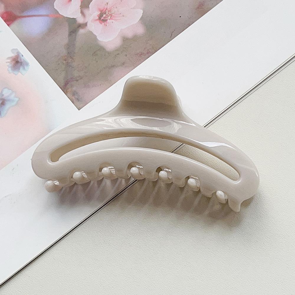 Jelly-colored hollow crescent hairpin PS high-end arc texture shark clip plate hair ponytail grip hair ornament