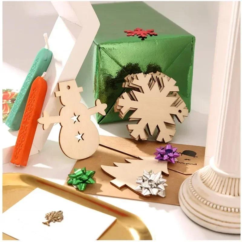 10pcs Wooden Christmas Ball Decoration Painting Blank Wood Slices Ornament Xmas Tree Hanging Pendant Craft Home Decor
