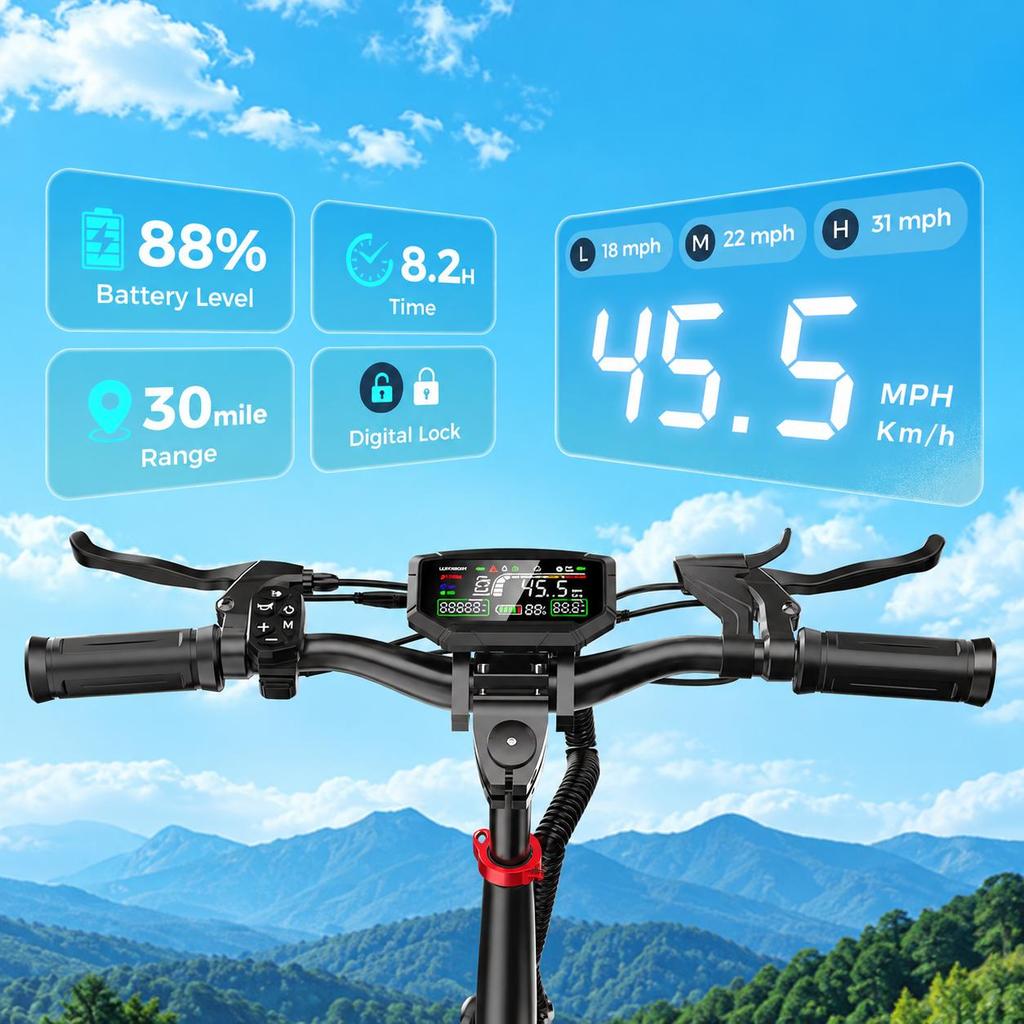 FREEBOY J15Max Foldable Electric Scooter For Adults, 48V 18Ah Lithium Battery, Off Road EScooters, Daily Commuting E‑Scooter, 10 Inch All‑Terrain Tire