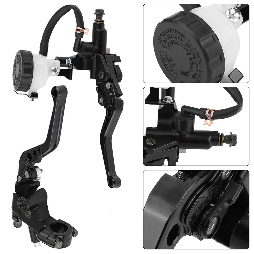 Universal 78"(22mm) Motorcycle Brake Clutch Master Cylinder Reservoir Levers Set Black