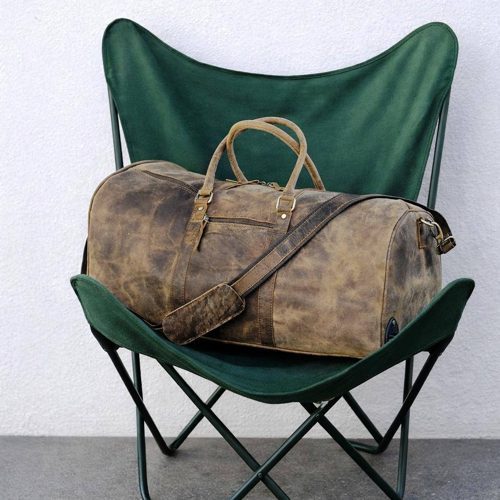 Bolsa de viagem com carrinho de couro para homens e mulheres, bolsa de viagem de 24 polegadas durante a noite, fim de semana, academia, cabine com rodas para fácil transporte