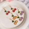 Piccoli Orecchini Freschi Ciliegia Design di Nicchia da Donna Semplice Temperamento Orecchini a Bottone Amore Olio Gocciolante