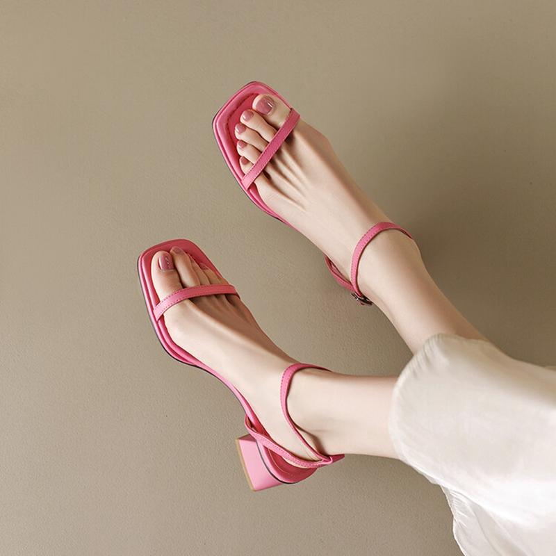 Fashion NEW Summer Women Shoes Genuine Leather High Heels Party Shoes Sexy Women Sandals Chunky Heel Shoes for Women sandálias femininas