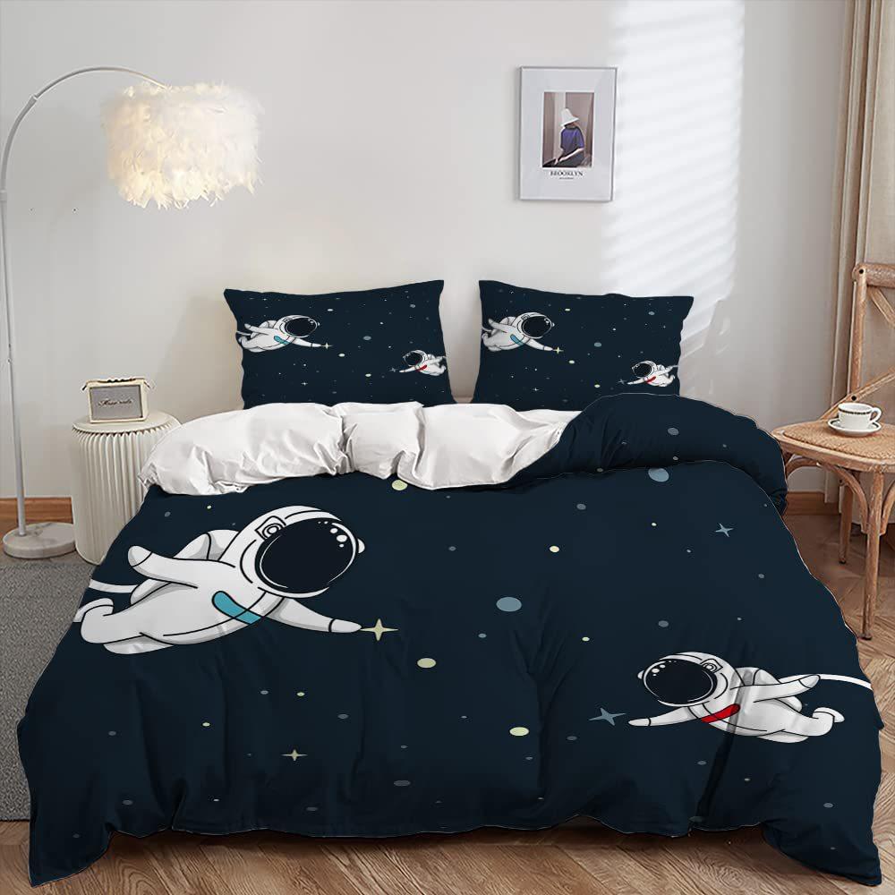 Purple Space Unicorn Three-Piece Quilt Cover 3D Digital Printing Bedding Set Bed Cover