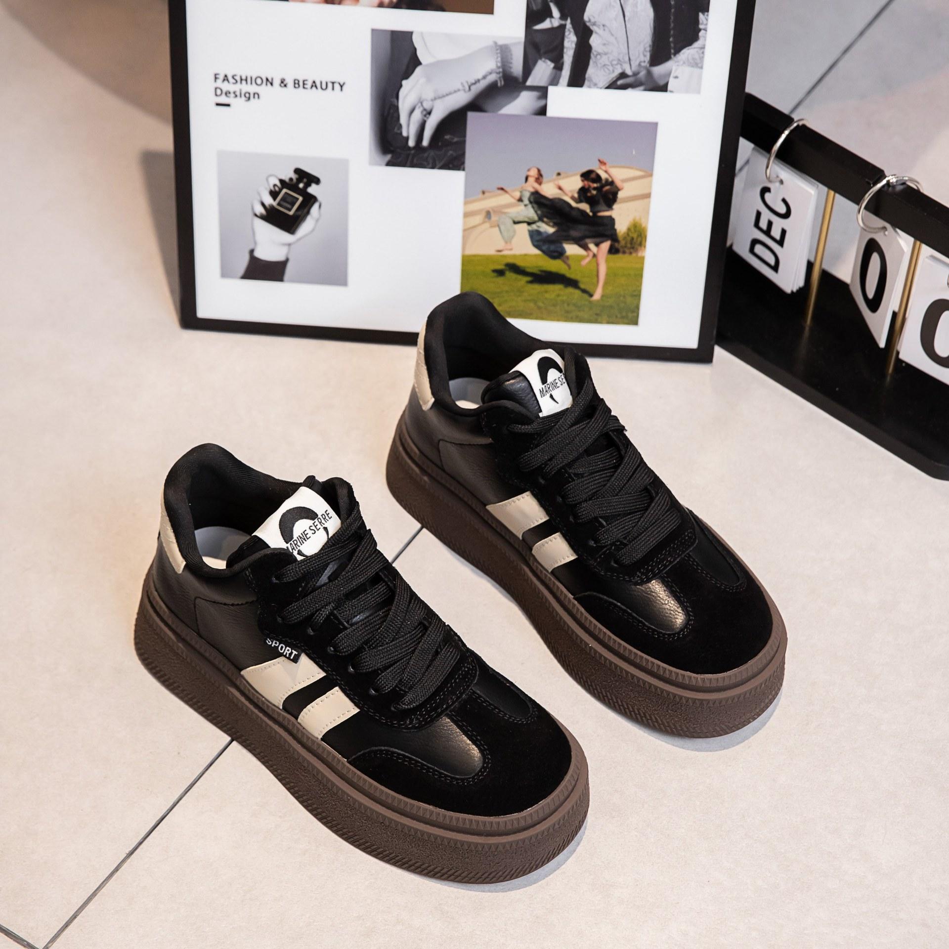 

Leather retro platform red women s summer new sports versatile casual board shoes tide 35 чёрный