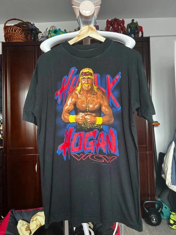 Vintage Hollywood Hulk Hogan T-shirt Wre.stling Reprint Shirt Full Size Unisex T-Shirt XXXXL