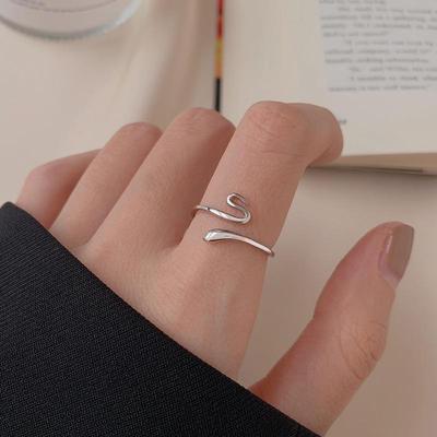 Year of the Snake Luck Ring: Unique, Smooth Snake-Shaped Open Ring for Women, Elegant Index Finger Design