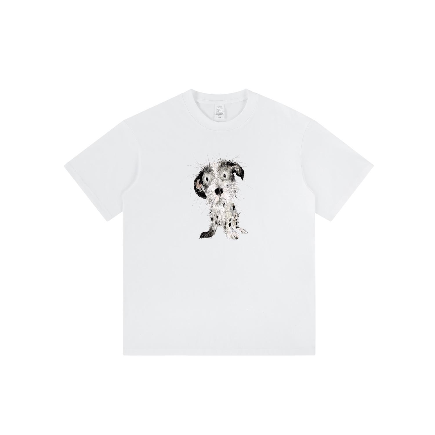 

2024 Summer Retro Dog Print Slim Fit Pure Cotton Tee - Short Sleeve Medium