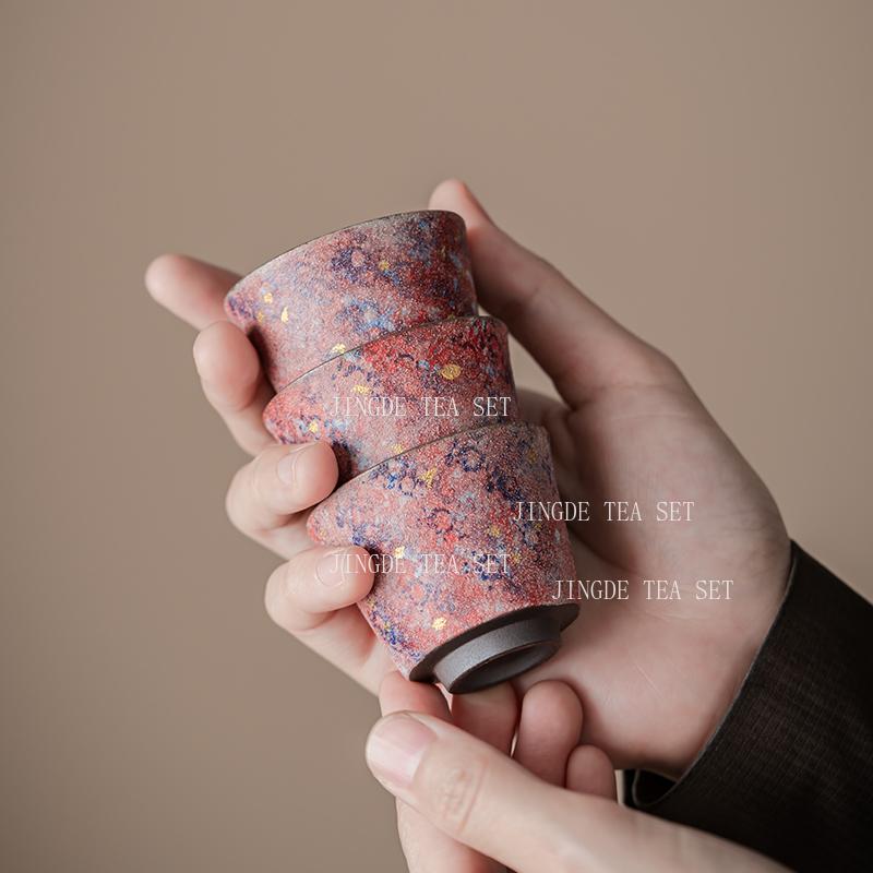 50ml Ceramic Rock Mineral Tea Cup Household High-end Kiln Turned Tea Cup Drinking Tea Cups Teaset Drinking Utensils