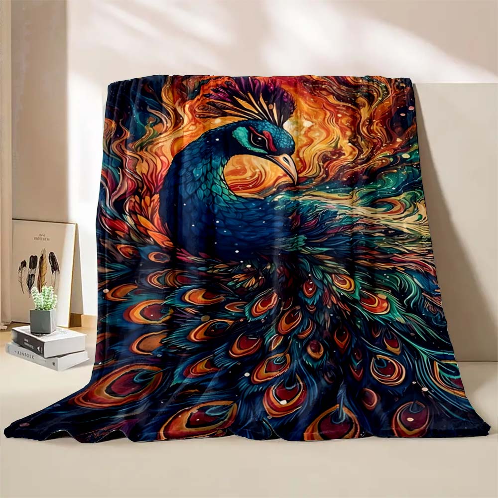 6 Sizes Peacock Art Print Blanket Warm Soft Comfortable Home Travel Blanket Sofa Office Bedding Throw Blanket Gift Large Size