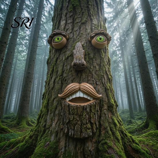 Weather-resistant Garden Ornament Tree Face Facial Features Outdoor Statues Resin Humorous Yard Decoration Weather-Resistant for Stump Waterproof