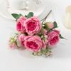 Artificial Flowers Decor 7 Heads Silk Peony Rose Hydrangea Bouquet Home Christmas Party Decorations Wedding Bride Fake Flowers