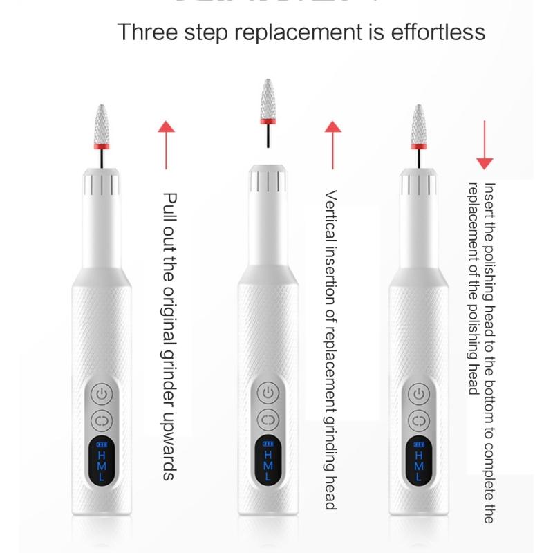 Wireless Nail Drill Machine Rechargeable Electric File for Manicure Pedicure