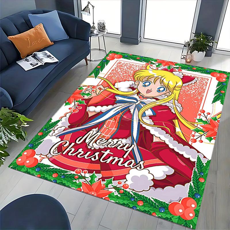 1pc Sailor Moon Christmas Chair Mat - Anime Cartoon Design, Non-Slip Carpet for Office and Home Decorations.O040