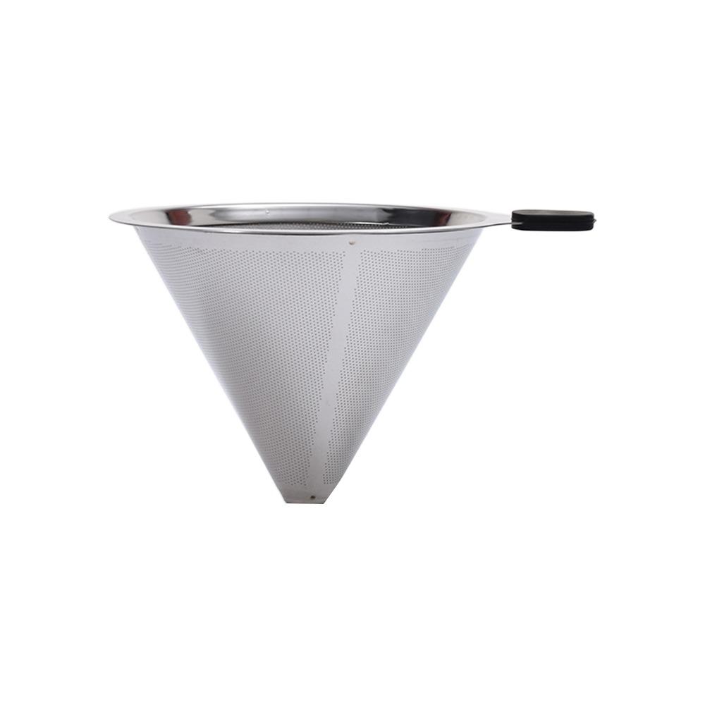 Stainless Steel Coffee Filter Drip Type Silver Pour Over Cone Dripper Fine Mesh No Filter Paper Required Mesh Coffee Filter