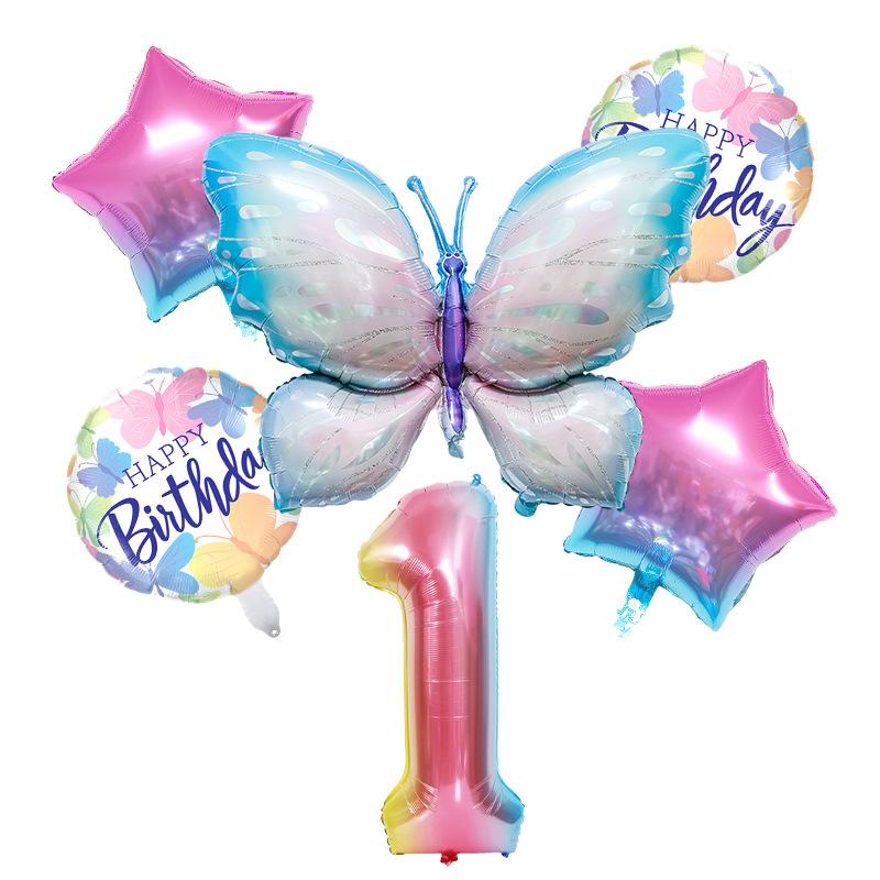 

40 Butterfly Aluminum Film Balloon Set Birthday Party Decoration Baby Shower Ice Purple Butterfly Scene Ice Blue Butterfly Number 1