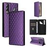Cubic Grid Texture Flip Leather Phone Case