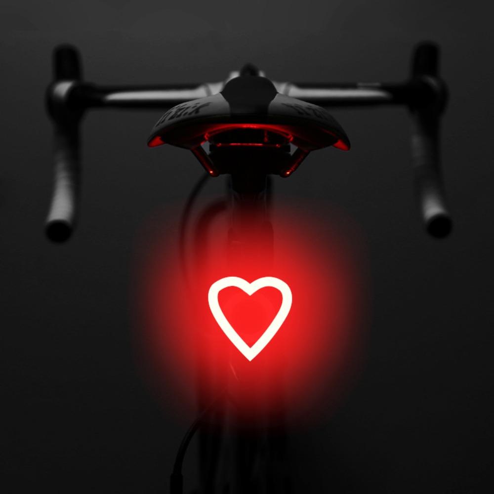 Heart Shape Design Bicycle Taillight USB Rechargeable Bike Seatpost Light  Night Riding