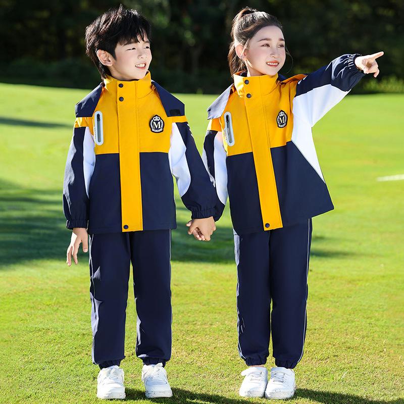 Elementary School Spring/Autumn Windbreaker & Winter Three-Piece Uniform Set