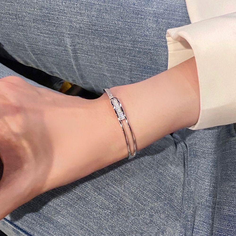 Set with Diamonds Opening Bangle Starry Sky Wrist Decoration Easy Matching Women Bracelet Party