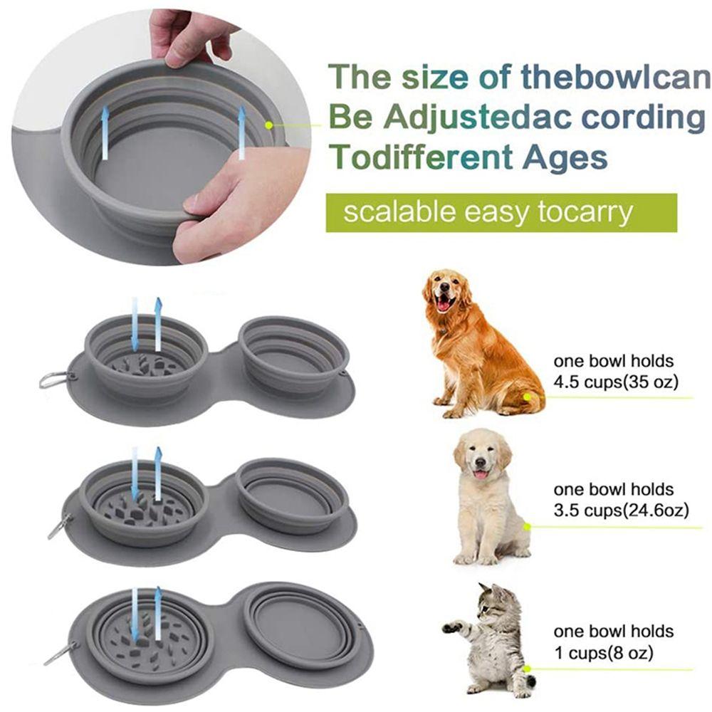 To Clean Portable Collapsible Foldable Silicone Slow Feeder Pets Supplies Dog Bowl Feeding Bowl